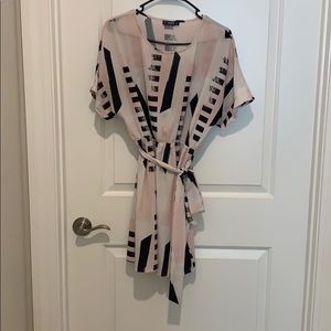 Pink & Black Abstract Print Dress